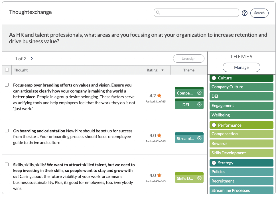 ThoughtExchange Thoughts tool